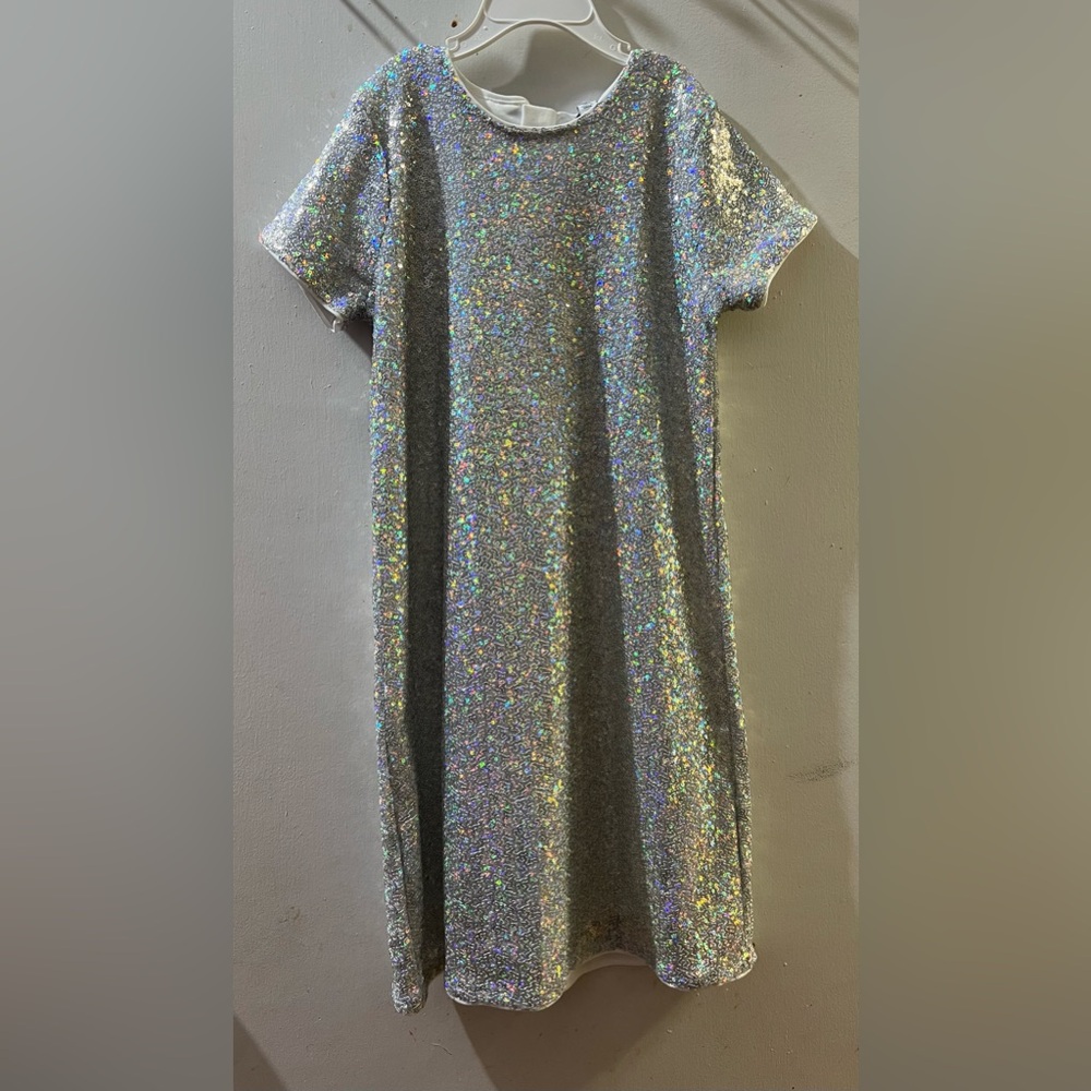 Calvin Klein Glittering Kids Dress in Silver